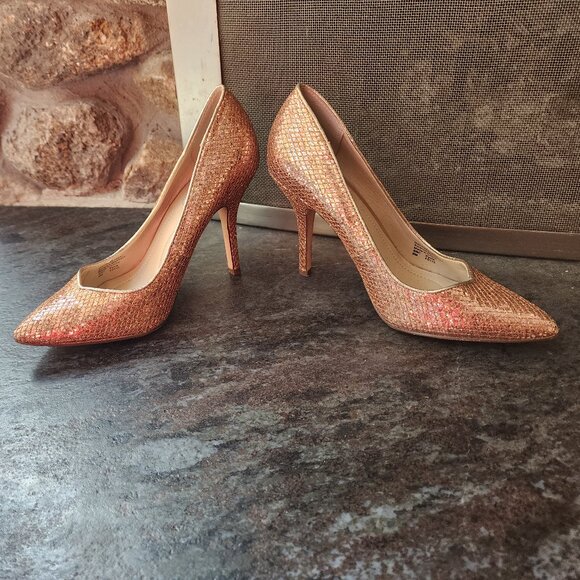 Style & Co. Champagne Pink "Pyxie" Glitter High Heels Size 6M - Picture 12 of 15